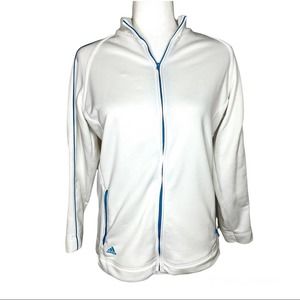 Adidas Womens Zip Up Jacket Size XL Golf Climalite White with Turquoise Trim